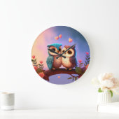 フクロウの恋 ラージ壁時計 (ホーム)