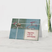 フクロウの息子と夫のイースターカード シーズンカード (正面)