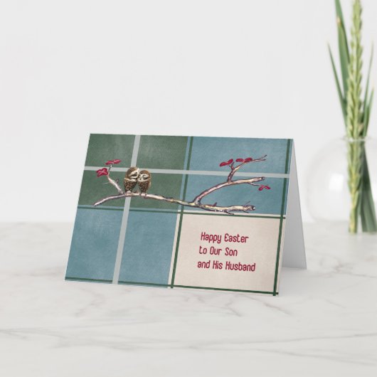 フクロウの息子と夫のイースターカード シーズンカード (正面)