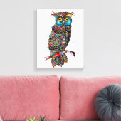 フクロウの情熱の油絵 キャンバスプリント (インサイチュ (リビング))