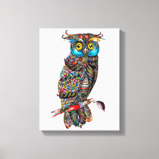 フクロウの情熱の油絵 キャンバスプリント