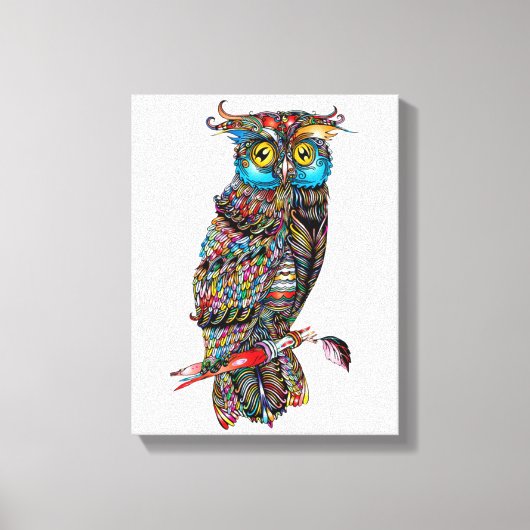 フクロウの情熱の油絵 キャンバスプリント (正面)