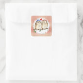 フクロウの愛 スクエアシール (バッグ)