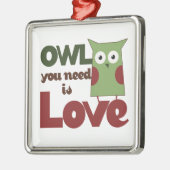 フクロウの愛 メタルオーナメント (左)