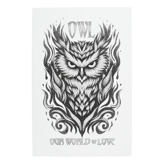 フクロウの愛 メタルプリント (正面)