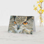 フクロウの挨拶状-ブランク カード (黄色い花)