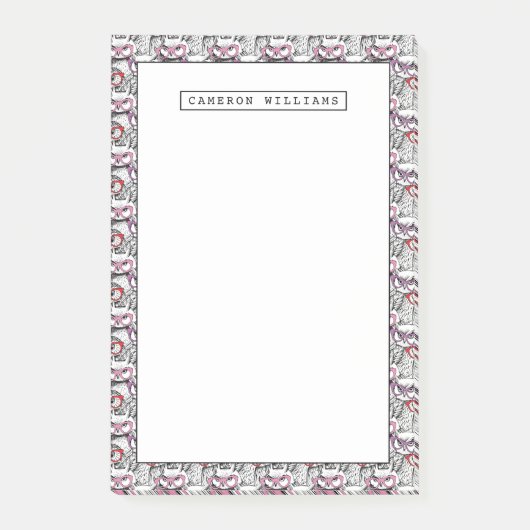 フクロウの接眼レンズパターン|はあなたの名前を加えます ポストイット (正面)