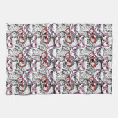 フクロウの接眼レンズパターン キッチンタオル (横)