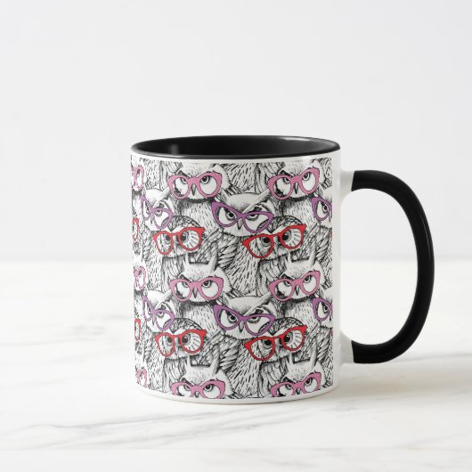フクロウの接眼レンズパターン マグカップ (右)