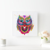 フクロウの時計 スクエア壁時計 (ホーム)