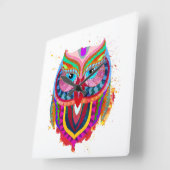 フクロウの時計 スクエア壁時計 (傾斜)