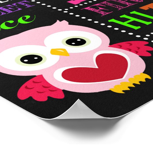 フクロウの最初の誕生日の黒板の看板チョークボード ポスター (角)