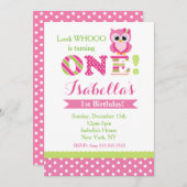 フクロウの最初バースデーパーティ招待状 招待状 (正面/裏面)