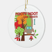 フクロウの最初誕生日のTシャツおよびギフト セラミックオーナメント (左)