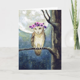 フクロウの月と花 ブランクカード カード