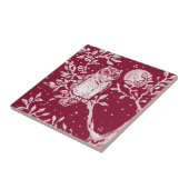 フクロウの月夜森林動物  タイル (側面)