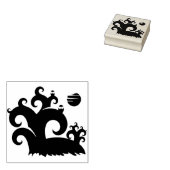 フクロウの木とムーンシルエットアートスタンプ ラバースタンプ (押印)