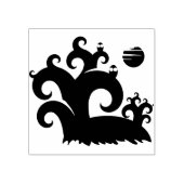 フクロウの木とムーンシルエットアートスタンプ ラバースタンプ (インプリント)