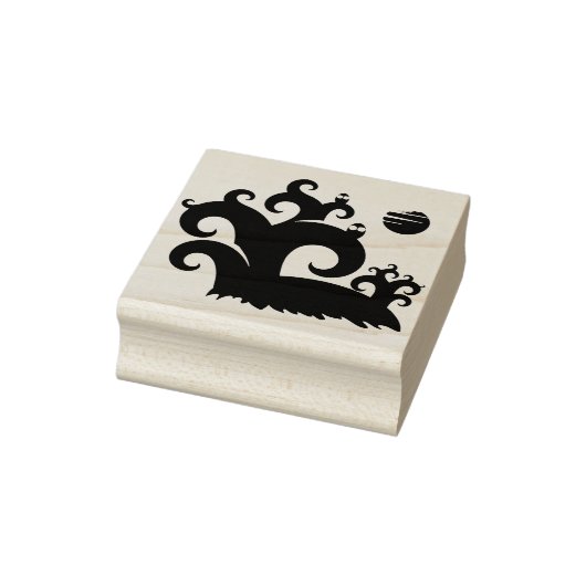 フクロウの木とムーンシルエットアートスタンプ ラバースタンプ (スタンプ)