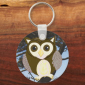 フクロウの木に茶色を付ける キーホルダー (正面)
