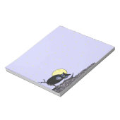 フクロウの木の月の星(黒) ノートパッド (回転)