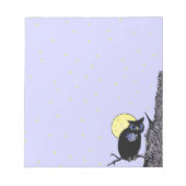 フクロウの木の月の星（黒） ノートパッド (正面)