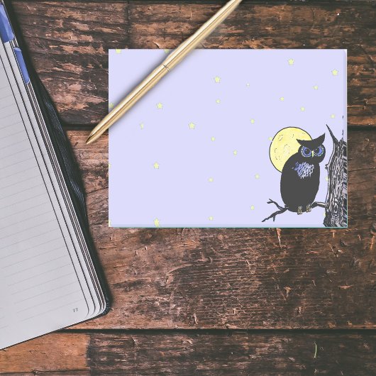 フクロウの木の月の星(黒) ポストイット