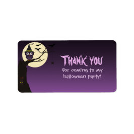 フクロウの木の枝にハローのメッセージカードラベル ラベル