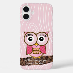 フクロウの木柄の色を変える iPhone 16 PLUSケース
