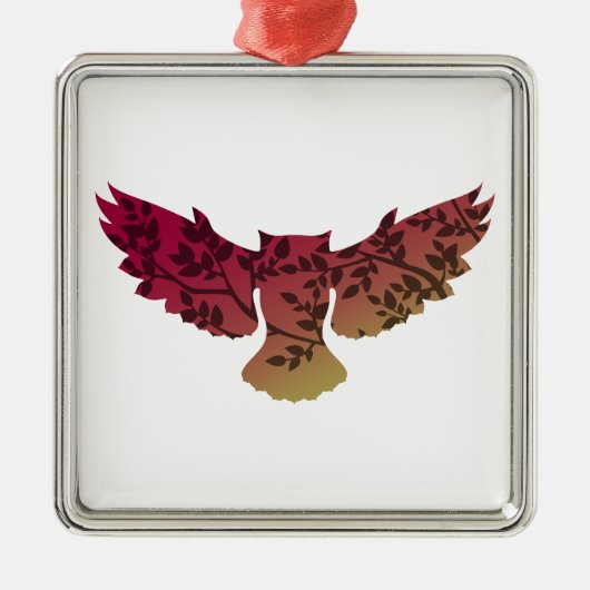 フクロウの木 メタルオーナメント (正面)