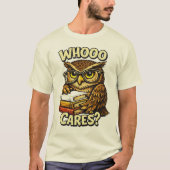 フクロウの本の愛好家グラフィック面白いデザイン Tシャツ (正面)