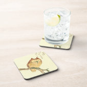 フクロウの枝にヴィンテージ日本のファインアートコースター コースター (右側)