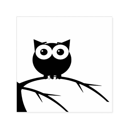 フクロウの枝イラストレーション セルフインキングスタンプ (デザイン)
