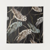 フクロウの枝：孤独な鳥の止まり。 タペストリー (正面(横))