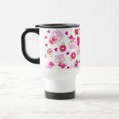 フクロウの柄、かわいいフクロウ、ピンクのフクロウ、お名前 トラベルマグ (左)