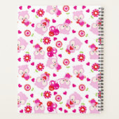 フクロウの柄、かわいいフクロウ、ピンクのフクロウ、お名前 プランナー手帳 (裏面)