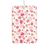 フクロウの柄、かわいいフクロウ、ピンクのフクロウ、ハート カーエアーフレッシュナー (正面)