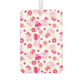 フクロウの柄、かわいいフクロウ、ピンクのフクロウ、ハート カーエアーフレッシュナー (裏面)