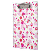 フクロウの柄、かわいいフクロウ、ピンクのフクロウ、ハート クリップボード (左)