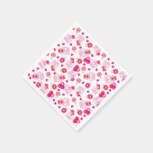 フクロウの柄、かわいいフクロウ、ピンクのフクロウ、ハート スタンダードカクテルナプキン (角)