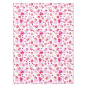 フクロウの柄、かわいいフクロウ、ピンクのフクロウ、ハート テーブルクロス (正面)