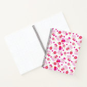 フクロウの柄、かわいいフクロウ、ピンクのフクロウ、ハート ノートブック (内部)