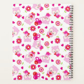 フクロウの柄、かわいいフクロウ、ピンクのフクロウ、ハート プランナー手帳 (裏面)