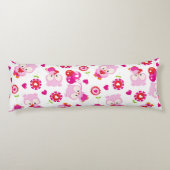 フクロウの柄、かわいいフクロウ、ピンクのフクロウ、ハート ボディピロー (裏面)