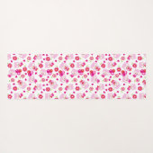 フクロウの柄、かわいいフクロウ、ピンクのフクロウ、ハート ヨガマット (裏面(横))