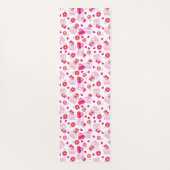 フクロウの柄、かわいいフクロウ、ピンクのフクロウ、ハート ヨガマット (裏面)
