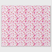 フクロウの柄、かわいいフクロウ、ピンクのフクロウ、ハート ラッピングペーパー (フラット)