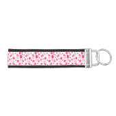 フクロウの柄、かわいいフクロウ、ピンクのフクロウ、ハート リストバンドキーホルダー (鍵右)