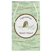 フクロウの森の動物の赤ちゃんシャワー睡眠中 スモールペーパーバッグ (裏面)