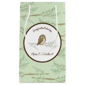 フクロウの森の動物の赤ちゃんシャワー睡眠中 スモールペーパーバッグ (正面)